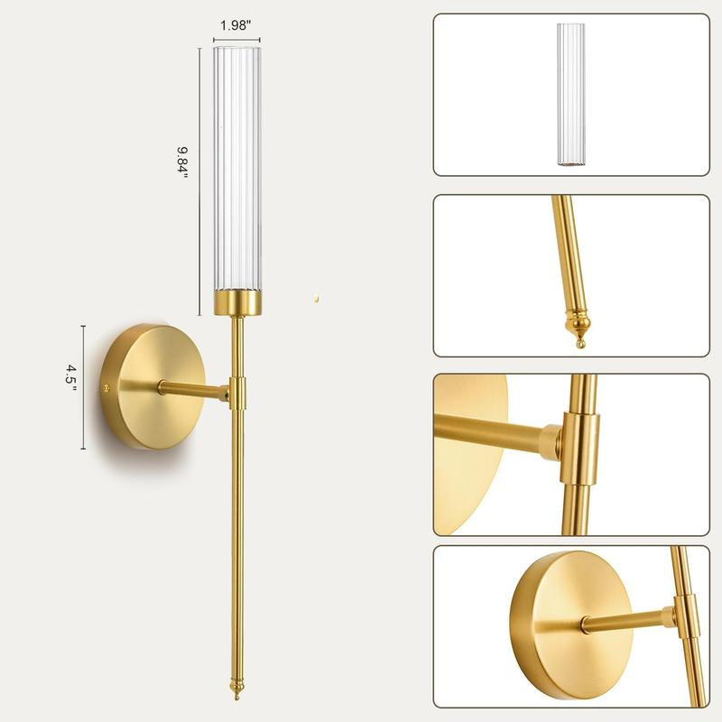 Gold Wall Candle Holder Long Wall Candle Sconces Set of 2 Large Wall Candle Sconce Rustic Home Wall Decoration for Living Room,Dining Room,Bedroom,Fireplace