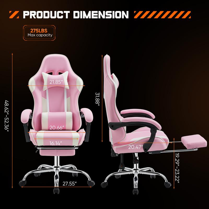Furnest Indoor Furniture Chairs Game Desk Chair - Ergonomic Computer with Footrest and Comfy PU Leather Recliner with Headrest, Fixed up Armrest, Height Adjustable with 360° Swivel