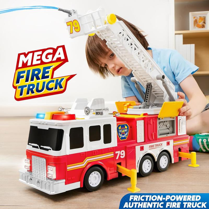 2025 Toys for Kids Extra Large Fire Truck Toys with 33-Inch Ladder Lights, Sirens, and Realistic Features Perfect for Boys & Girls Birthday Gifts for Kids Kids Outdoor Play Tiktokshopbacktoschool