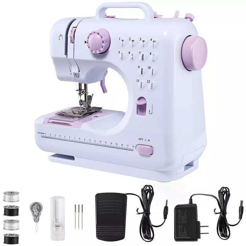 Dorm Electric Sewing Machine Portable Electric Sewing Machine Multifunctional Home Sewing Machine Repair Machine Adjustable Speed Overlock 12 Stitches Patterns Portable Household for Jeans, Pillow, Doll, Clothes,