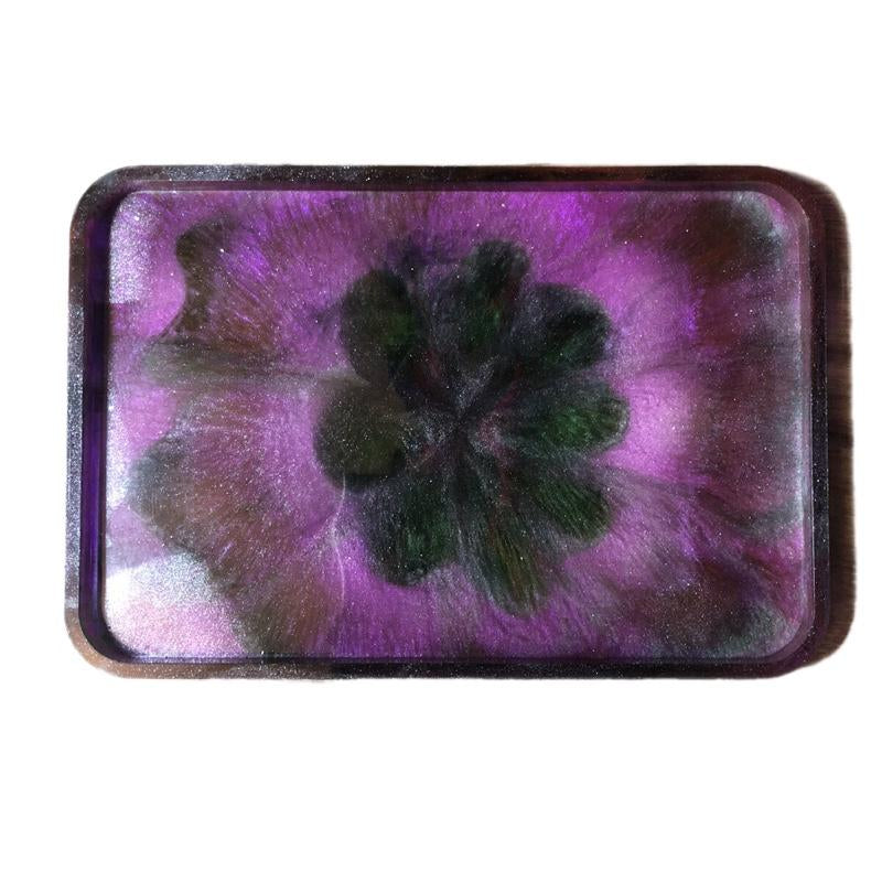 Mudita Colorful Distorted Flower Tray Resin Tray/Dish 9 X 6.5 X0.5 Inches - Home Supplies - Breakfast Trays -Home Decor - Accessories-Trinkets. Resin Miscellaneous Ashtray Plates Outdoor Decorative