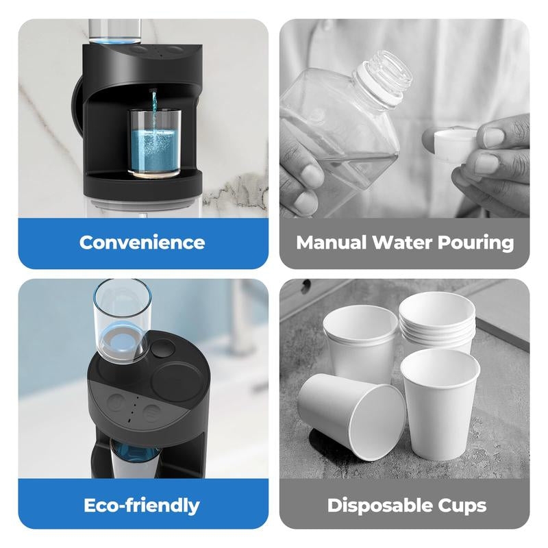 Automatic Mouthwash Dispenser 550Ml (19.35 Oz) for Bathroom with Magnetic Cups 3 Dispensing Levels Long Standby Time Black