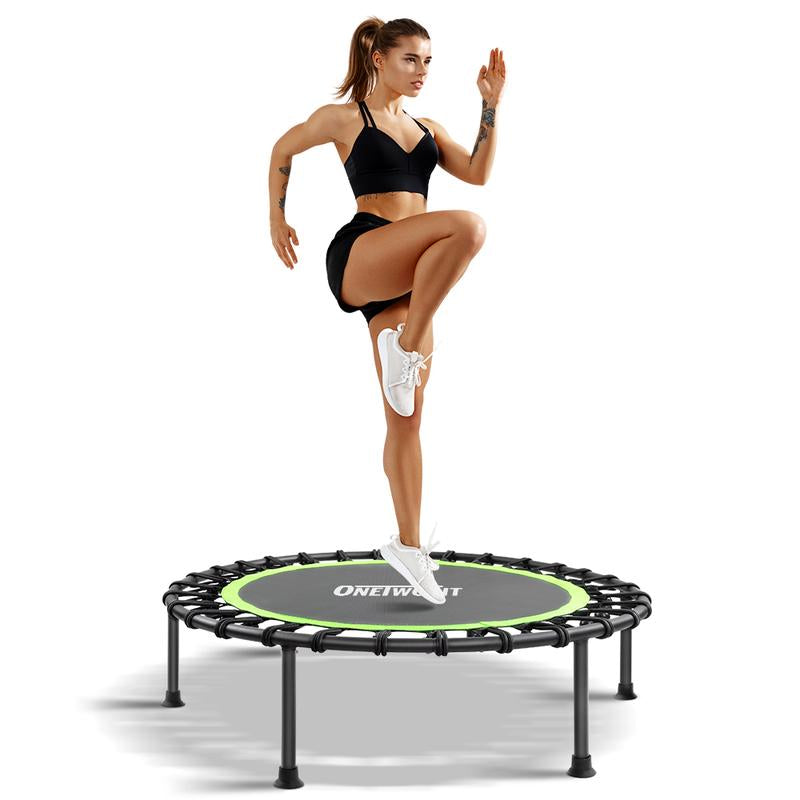 ONETWOFIT 42" Rebounder Trampoline for Adults, Silent Mini Trampoline Indoor Exercise Fitness Trampoline Bungee Rebounder Workout Max Load 330Lbs