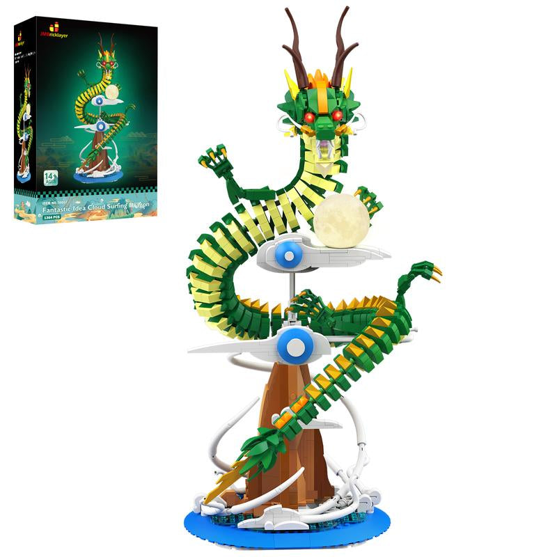 Jmbricklayer 70007 Dragon Building Sets for Adults, Cool Dragon Kit Animal Toys with Lights, Home Office Decor, Building Toys (1364 PCS)