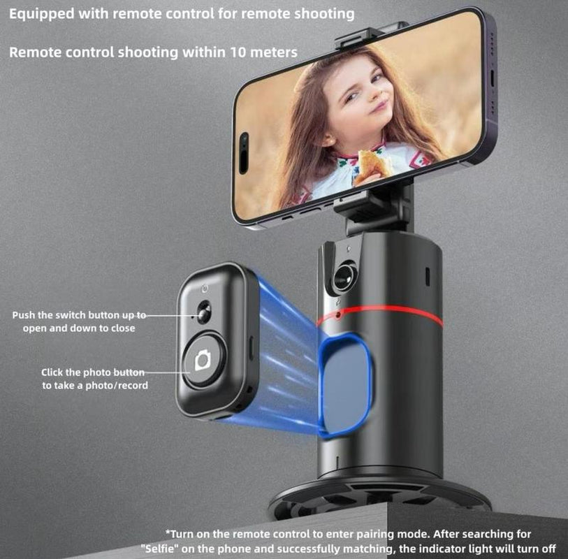 Gimbal Auto Face Tracking Combo Pack with Extendable Selfie Stick Tripod, Remote Control, and Dual LED Lights - 360° Rotatable Phone Stabilizer and Accessories for Smartphones