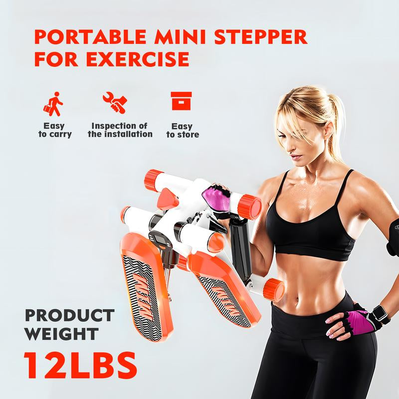 Mini Steppers for Exercise at Home, Mini Stair Stepper with Resistance Bands, with 330LBS Loading Capacity,With Handlebar, Full Body Cardio Equipment Strength Training Adjustable Height,Dual Hydraulic Drive Portable Beginner Friendly High Quality Machine