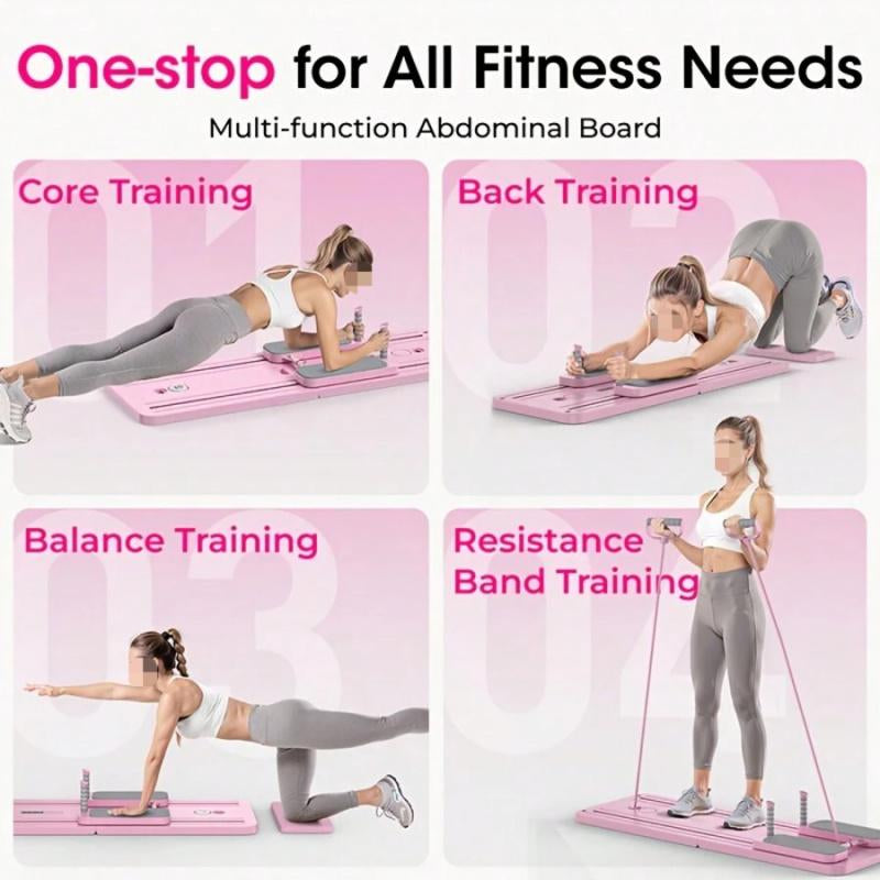 300 LBS Weight Capacity Multifunctional Fitness Board with Automatic Rebound, Core Training Ab Roller, Foldable Workout Machines - Full Body Workout Equipment, Home Pilates