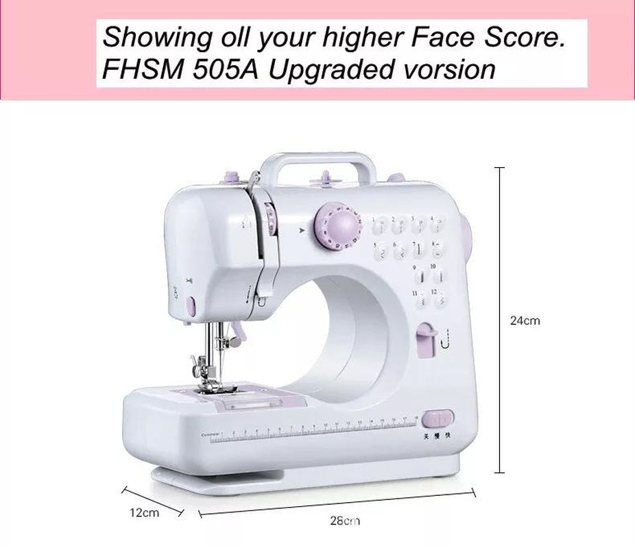 Dorm Electric Sewing Machine Portable Electric Sewing Machine Multifunctional Home Sewing Machine Repair Machine Adjustable Speed Overlock 12 Stitches Patterns Portable Household for Jeans, Pillow, Doll, Clothes,