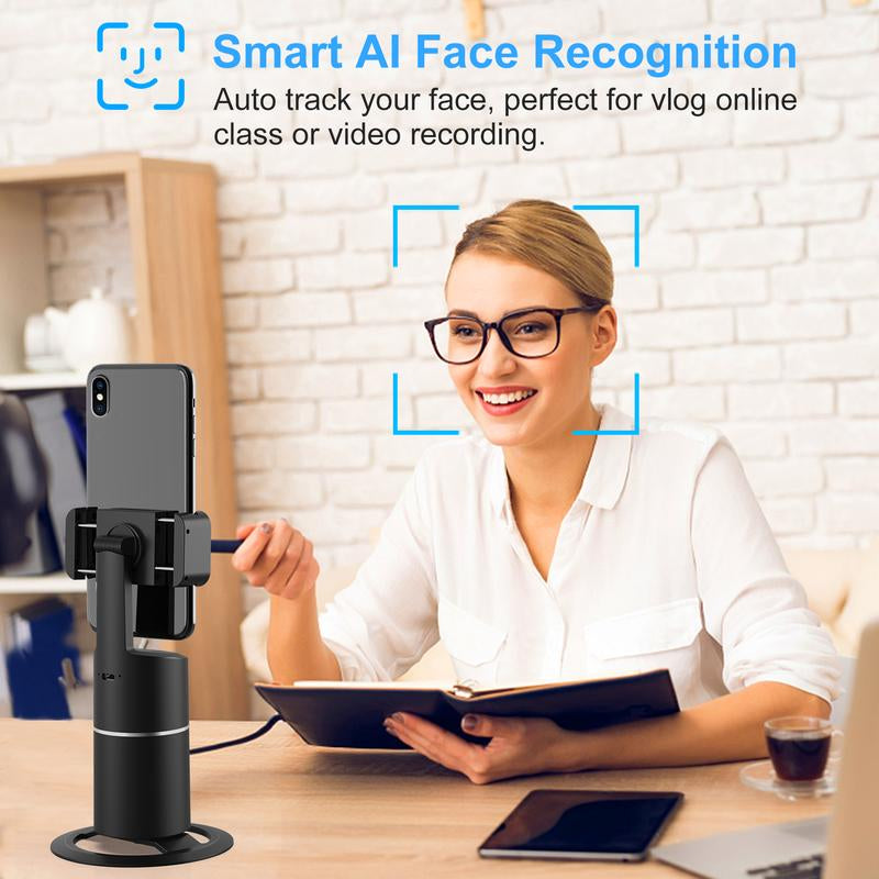 Auto Face Tracking Tripod with 360° Rotation - Smart Phone Mount for Live Streaming and Vlogging, Rechargeable Battery Included