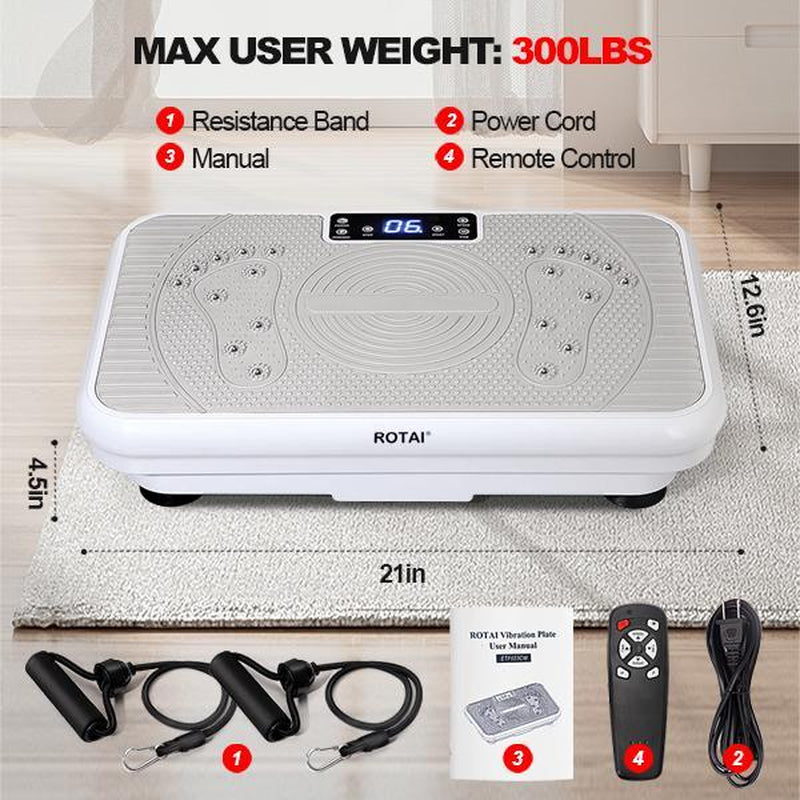 ROTAI Vibration Plate Fitness Platform for Men and Women, 300 Pound Capacity, 99 Adjustable Speeds, Home Fitness Vibration Plate