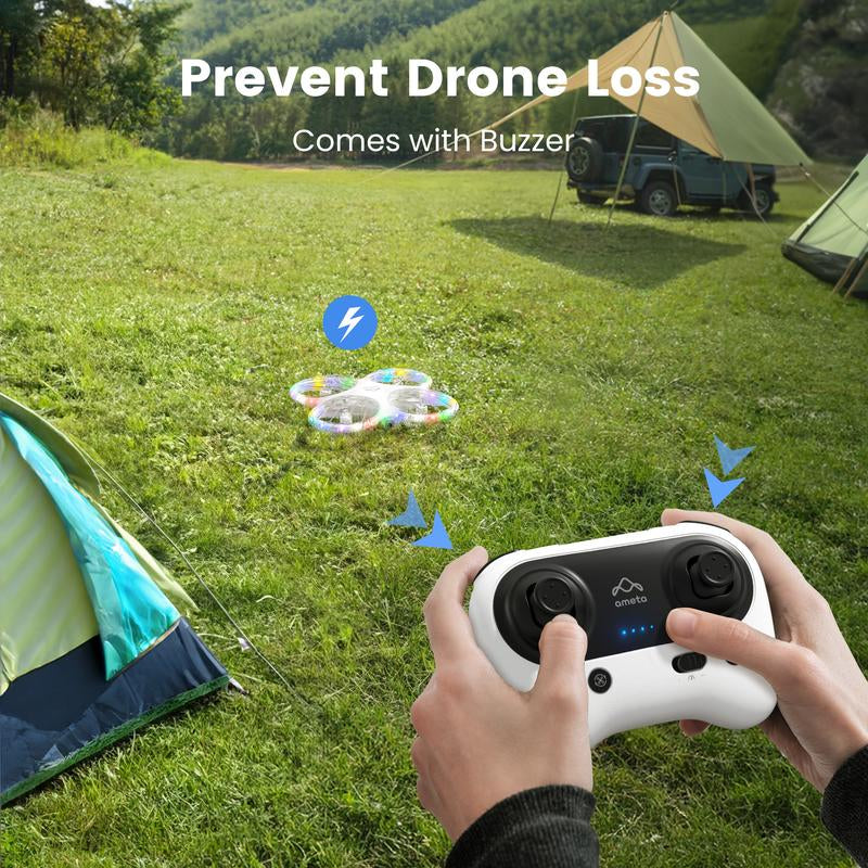 Ameta RC Drones for Kids Beginners with 1080P HD FPV Camera, Cool Toys for Boys Girls, RC Quadcopter with Cool LED Light, Propeller Full Protect and Long Flight Time, Morpho Drone with Camera