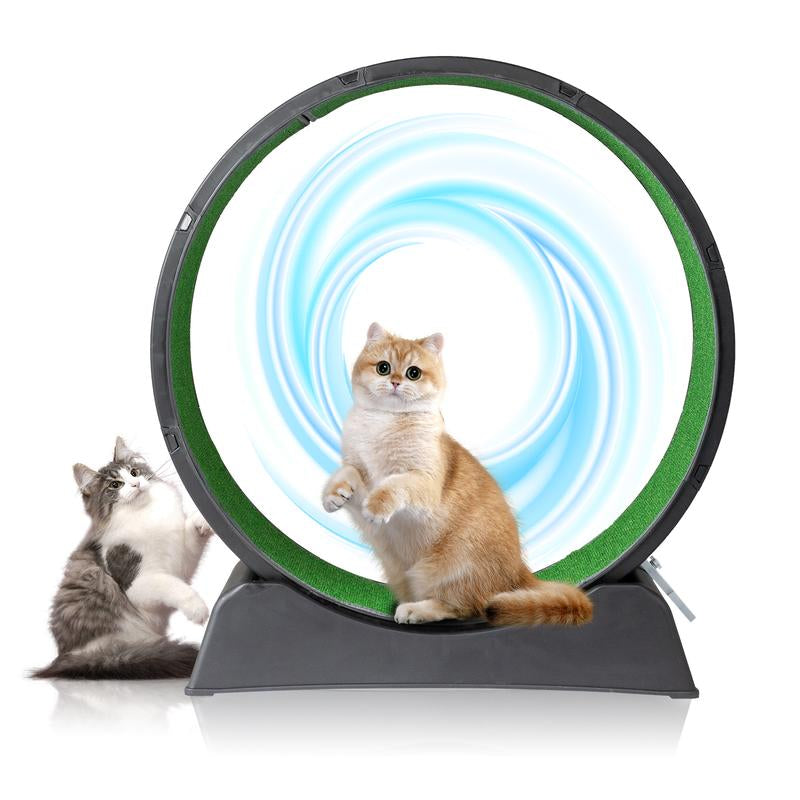 REBUYHOME Cat Exercise Wheel, 39 Inch/31.5 Inch Cat Wheels for Indoor Cats, Cat Treadmill Wheel Exerciser with Carpeted Runway, Plastic Cat Running Wheel for Cats Daily Exercise and Weight Loss, Black