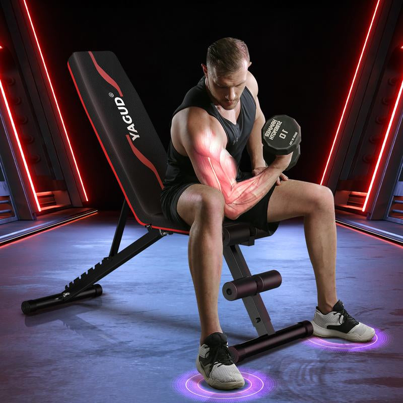 YAGUD Weight Bench Press, Strength Training Adjustable Workout Benches for Full Body, Gym Benches for Incline Decline Exercise