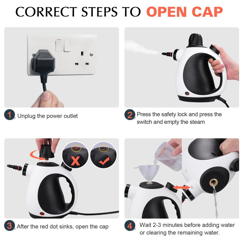 Pressurized Handheld Multi-Surface Natural Steam Cleaner with 10 Pcs Accessories, Steamer for Home Use, Cleaning Floor, Kitchen, Spring Clean Appliances Tool Household
