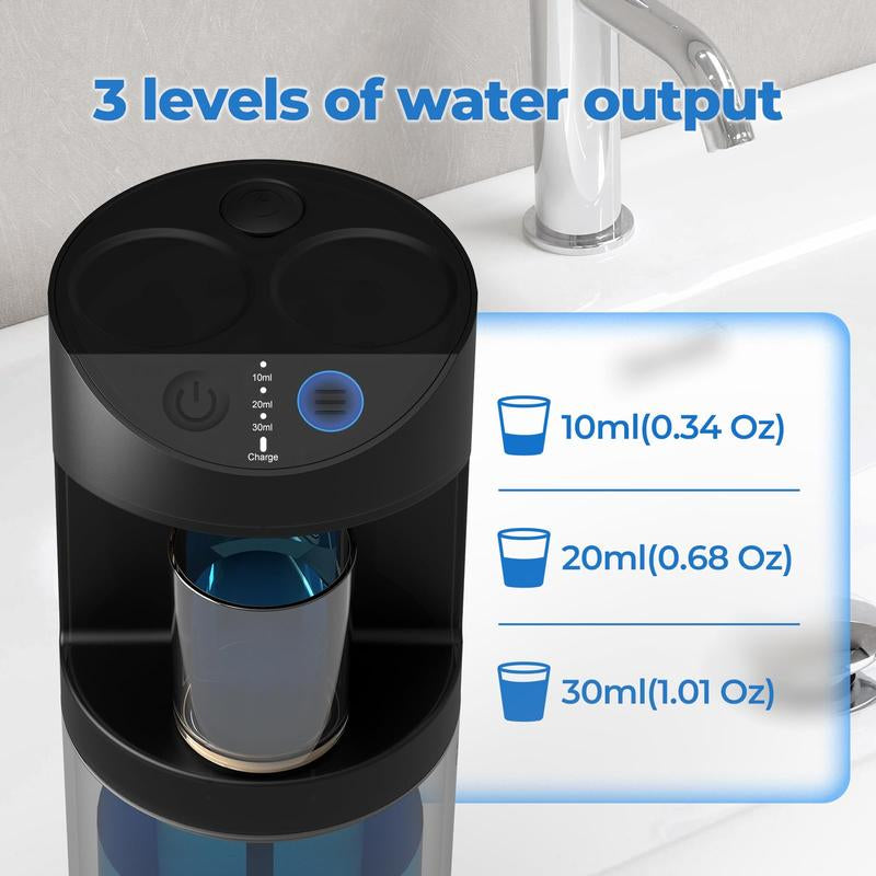 Automatic Mouthwash Dispenser 550Ml (19.35 Oz) for Bathroom with Magnetic Cups 3 Dispensing Levels Long Standby Time Black