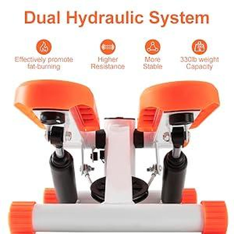 Mini Steppers for Exercise at Home, Mini Stair Stepper with Resistance Bands, with 330LBS Loading Capacity,With Handlebar, Full Body Cardio Equipment Strength Training Adjustable Height,Dual Hydraulic Drive Portable Beginner Friendly High Quality Machine