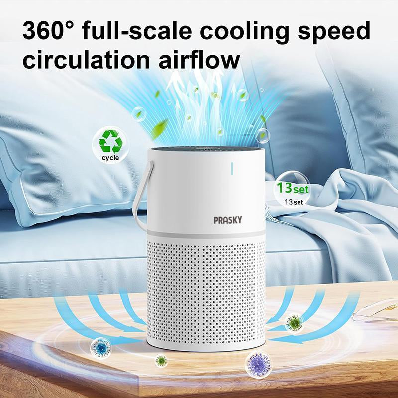 GL-K802 Air Purifier Filter-Prasky , H13 HEPA 360 Degree Filtration 5 Layers Filter,Noise Reduction and Adjustable Timing for Home and Office,Bathroom Accessories