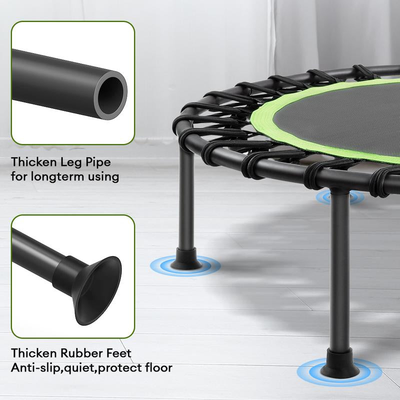 ONETWOFIT 42" Rebounder Trampoline for Adults, Silent Mini Trampoline Indoor Exercise Fitness Trampoline Bungee Rebounder Workout Max Load 330Lbs