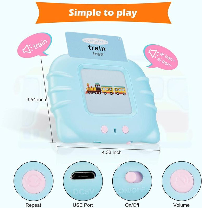 2024 Popular Top-Selling Bilingual English & Spanish Flash Cards for Toddlers, Audible Toys Learning Spanish for Kids Adults, Speech Therapy Toys, Educational Learning Talking Flash Cards 510 Sight Words, Study Card,Memory Card,Early Learning,Best Gift