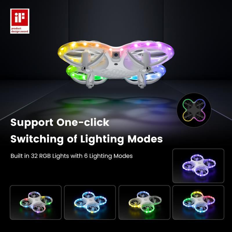 Ameta RC Drones for Kids Beginners with 1080P HD FPV Camera, Cool Toys for Boys Girls, RC Quadcopter with Cool LED Light, Propeller Full Protect and Long Flight Time, Morpho Drone with Camera