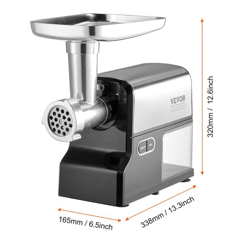 VEVOR Meat Grinder, 4.2 Lbs/Min Capacity Electric Meat Grinders with Blade, Grinding Plate, Sausage Maker, Kubbe Kit, Stainless Steel Meat Mincer for Home Kitchen