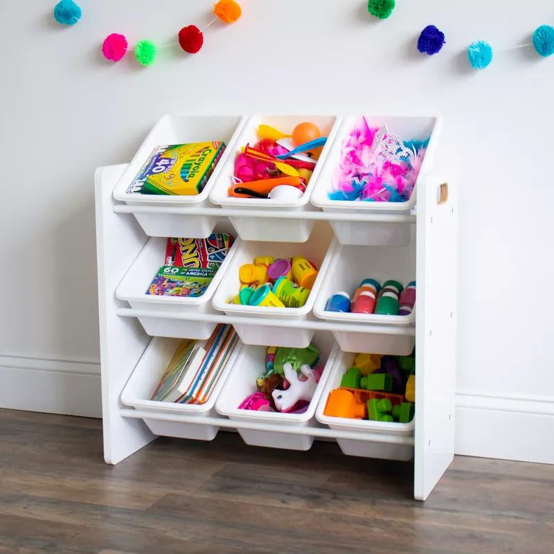 White Children'S Toy Storage Box with 9 Storage Bins, Suitable for Toddlers, Large Toy Storage Box, Perfect for Children'S Rooms, Playrooms, and Nurseries - Modern Children'S Toy Storage Box Jewelry Organizer Makeup Organizer Jewelry Box Storage