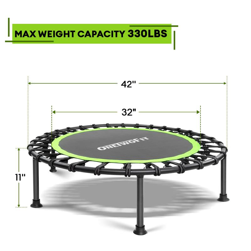 ONETWOFIT 42" Rebounder Trampoline for Adults, Silent Mini Trampoline Indoor Exercise Fitness Trampoline Bungee Rebounder Workout Max Load 330Lbs