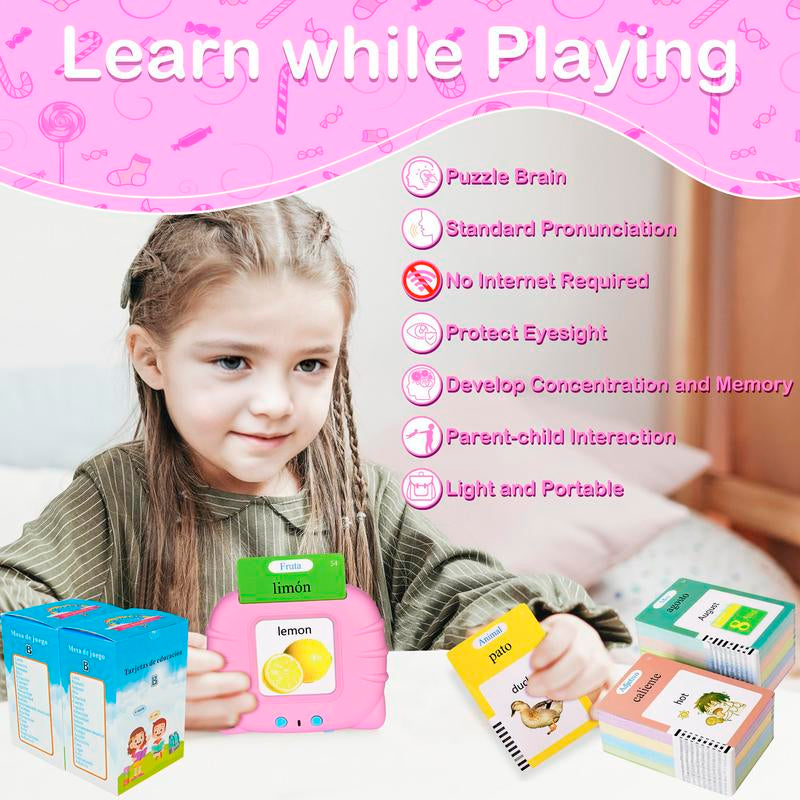 2024 Popular Top-Selling Bilingual English & Spanish Flash Cards for Toddlers, Audible Toys Learning Spanish for Kids Adults, Speech Therapy Toys, Educational Learning Talking Flash Cards 510 Sight Words, Study Card,Memory Card,Early Learning,Best Gift