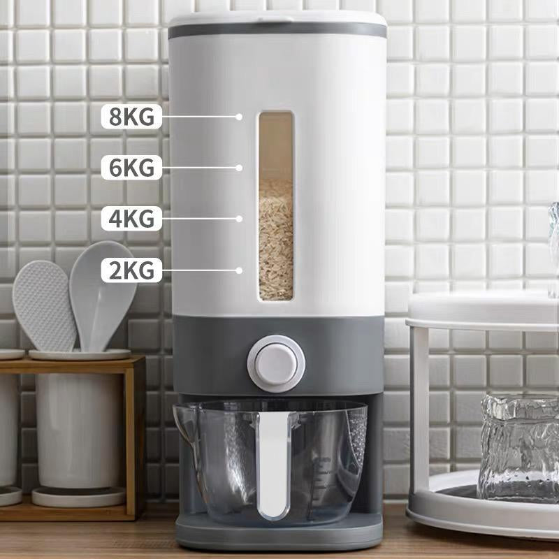 Large Capacity Rice Bucket, 1 Count Clear Scale Line Design Rice Storage Container, Food Storage Box with Measuring Cup for Home Use, Kitchen Accessories, 2024 Kitchen Gadgets, Dorm Essentials