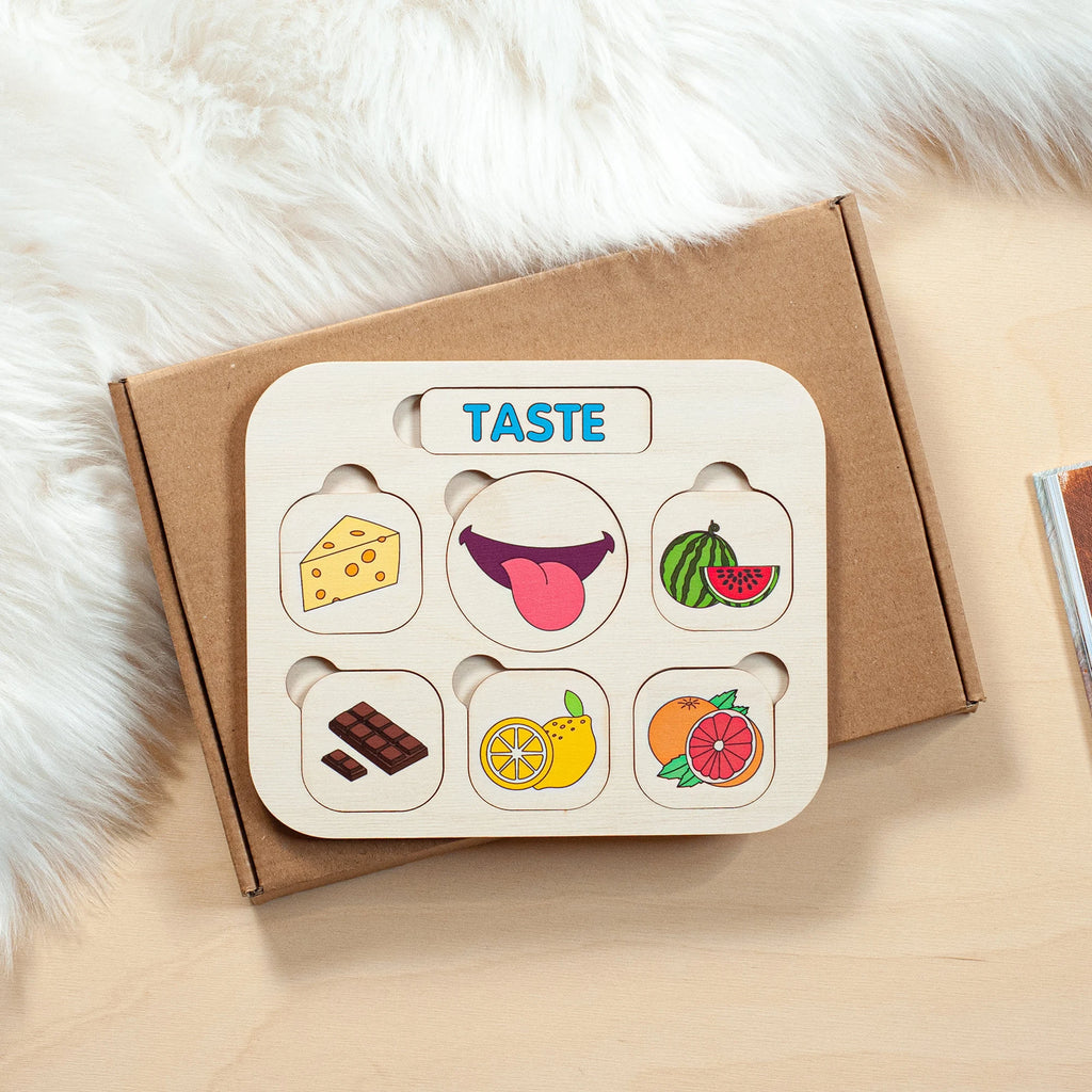 Educational Wood Toys, Five Senses Matching Cards, Educational Toys, Montessori Toys Toddler Toys Gifts for Kids Toys and Games Waldorf Toys