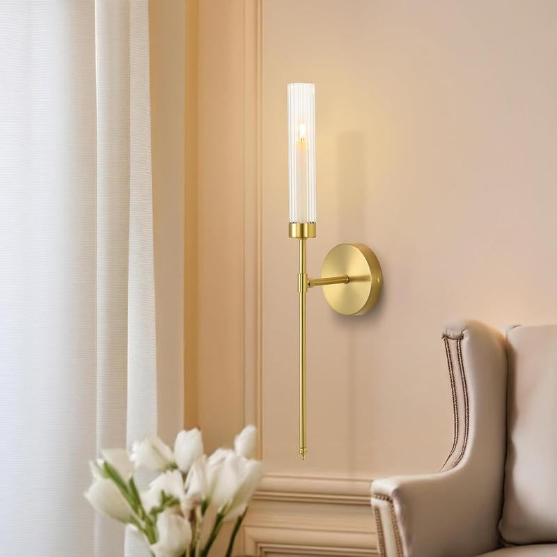 Gold Wall Candle Holder Long Wall Candle Sconces Set of 2 Large Wall Candle Sconce Rustic Home Wall Decoration for Living Room,Dining Room,Bedroom,Fireplace