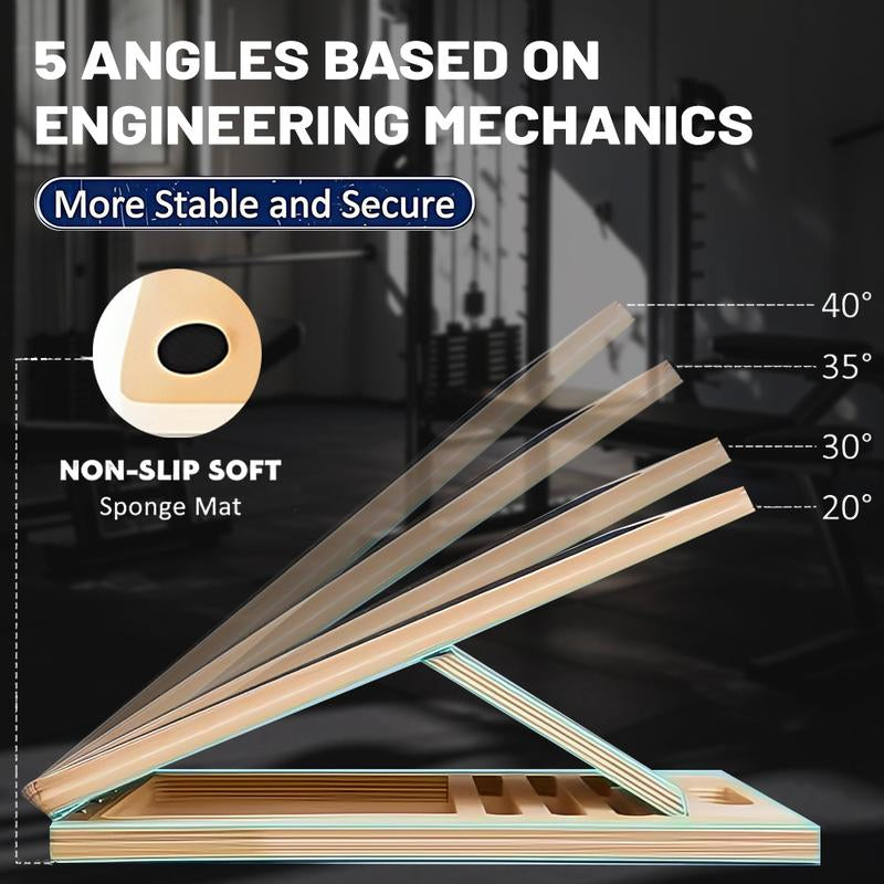 Adjustable Slant Board for Stretching & Physical Therapy – Durable Wooden Calf Stretcher with an Included Exercise Guide. Supports up to 300 Lbs—Perfect for Achilles Tendon Relief, Squats, and Leg Workouts. Portable and Versatile for Home or Gym Use.