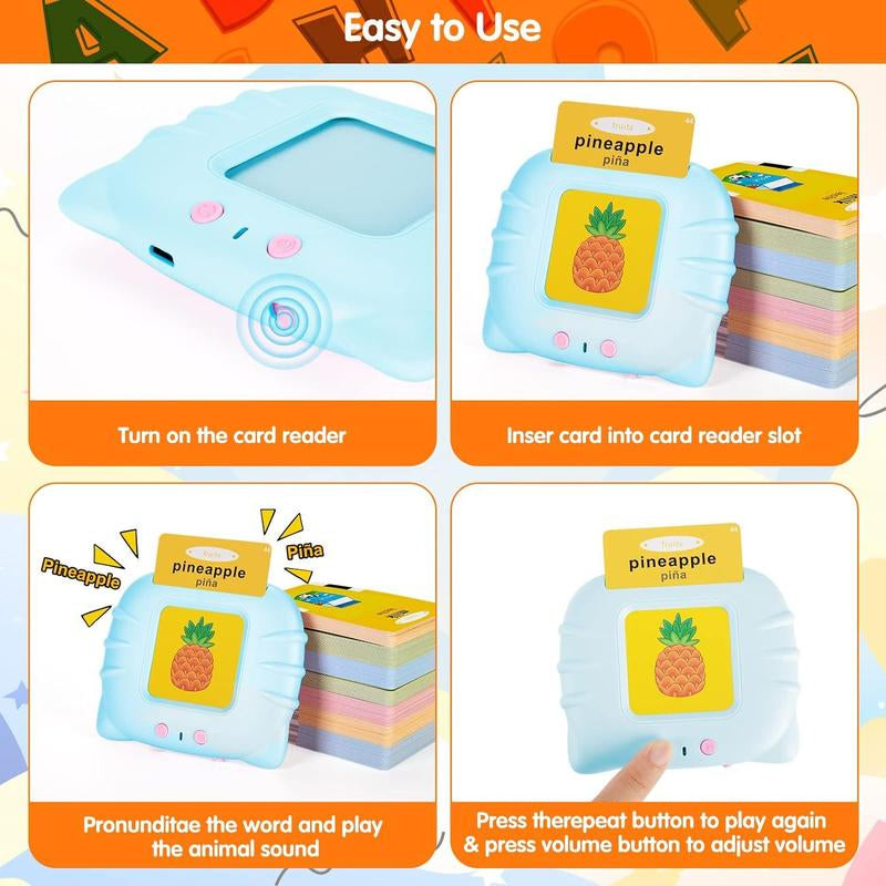 2024 Popular Top-Selling Bilingual English & Spanish Flash Cards for Toddlers, Audible Toys Learning Spanish for Kids Adults, Speech Therapy Toys, Educational Learning Talking Flash Cards 510 Sight Words, Study Card,Memory Card,Early Learning,Best Gift