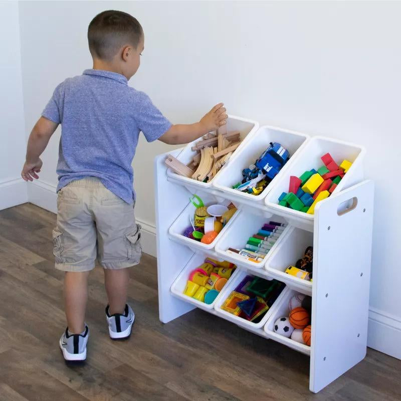 White Children'S Toy Storage Box with 9 Storage Bins, Suitable for Toddlers, Large Toy Storage Box, Perfect for Children'S Rooms, Playrooms, and Nurseries - Modern Children'S Toy Storage Box Jewelry Organizer Makeup Organizer Jewelry Box Storage