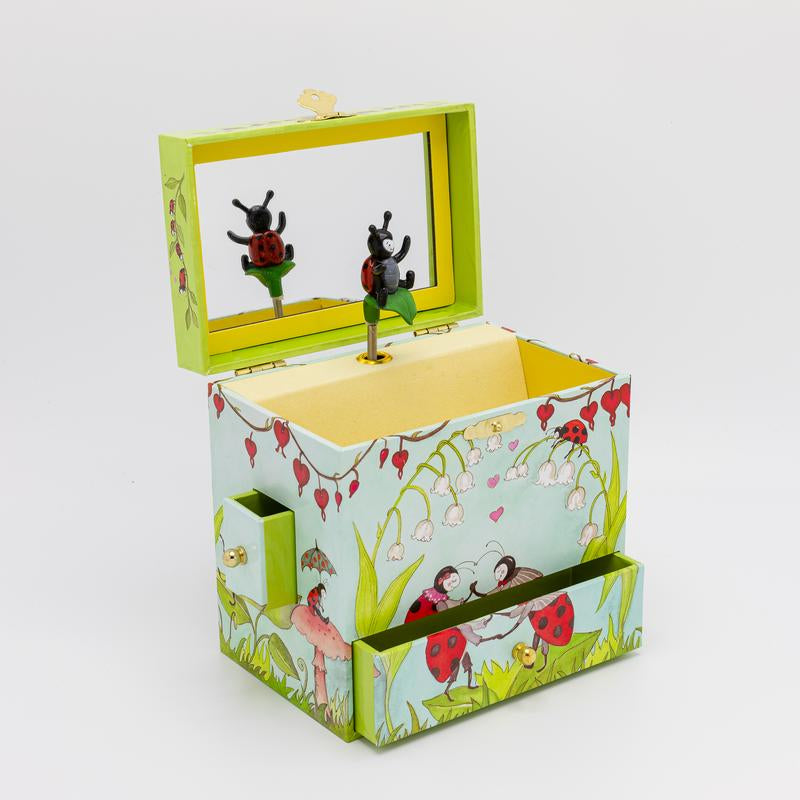 Enchantmints Lady Bugs Musical Jewelry Box – Kids' Treasure Organizer with 'Merrily We Roll Along' Tune. Perfect for Storing Necklaces, Bracelets, and Keepsakes. Ideal Gift for Birthdays, Holidays, and Special Occasions for Children Ages 3 and Up