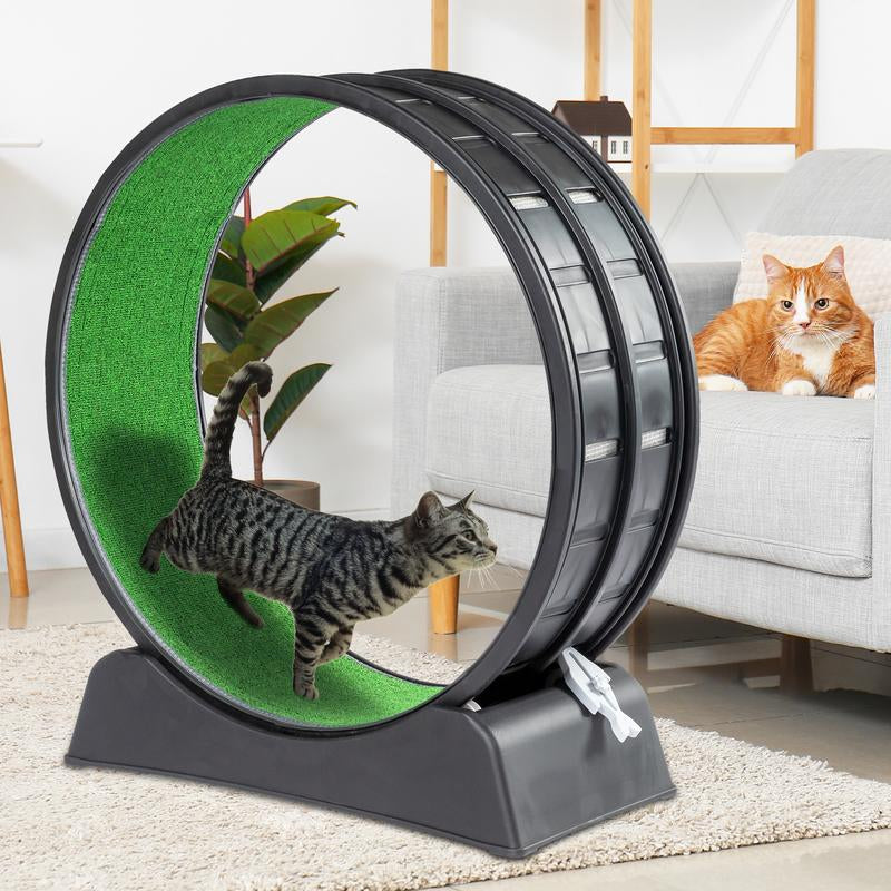 REBUYHOME Cat Exercise Wheel, 39 Inch/31.5 Inch Cat Wheels for Indoor Cats, Cat Treadmill Wheel Exerciser with Carpeted Runway, Plastic Cat Running Wheel for Cats Daily Exercise and Weight Loss, Black