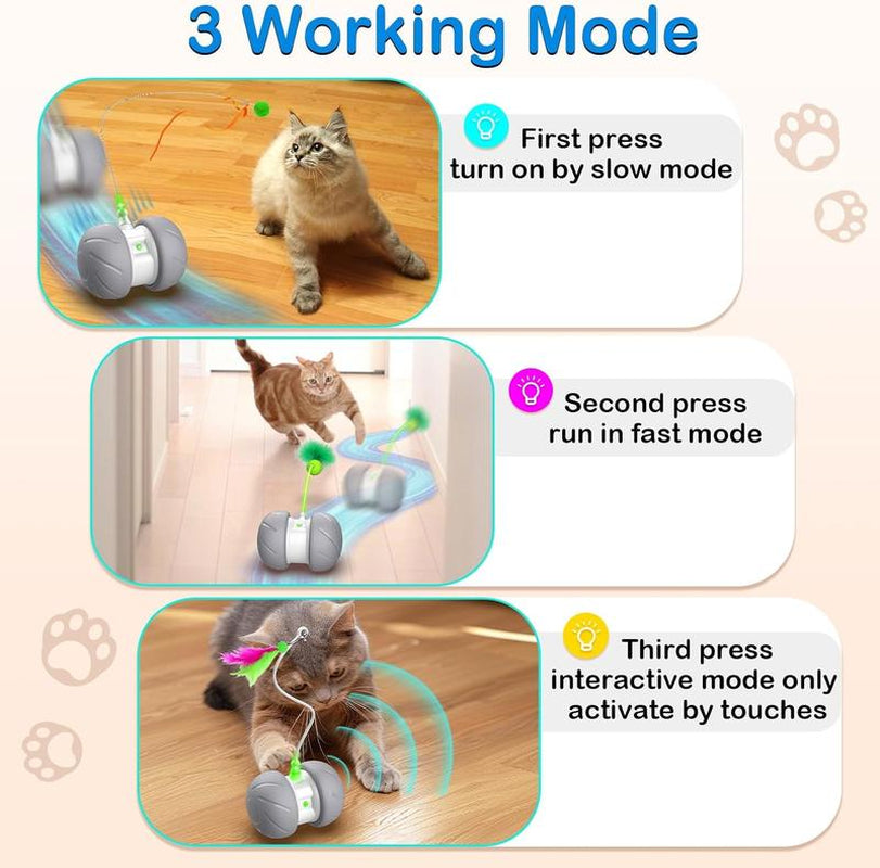 Interactive Cat Toys for Indoor Cats, Motion Activated Cat Toys, Automatic with Extra Longfeather Wand,Usb Rechargeable Durable Inflatable Interactive Cat Toys