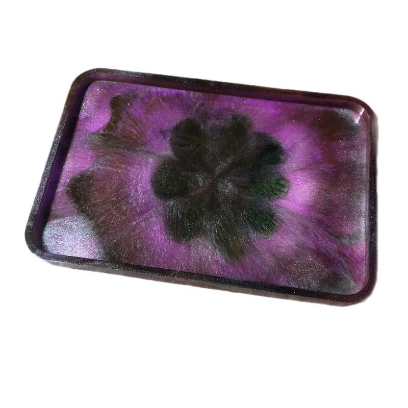Mudita Colorful Distorted Flower Tray Resin Tray/Dish 9 X 6.5 X0.5 Inches - Home Supplies - Breakfast Trays -Home Decor - Accessories-Trinkets. Resin Miscellaneous Ashtray Plates Outdoor Decorative