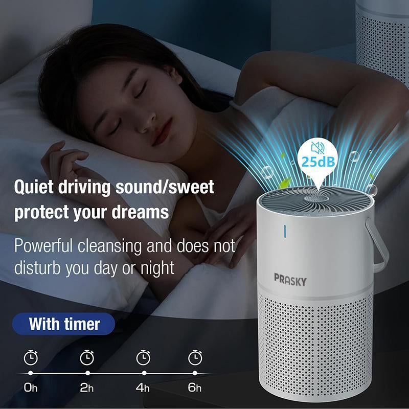 GL-K802 Air Purifier Filter-Prasky , H13 HEPA 360 Degree Filtration 5 Layers Filter,Noise Reduction and Adjustable Timing for Home and Office,Bathroom Accessories