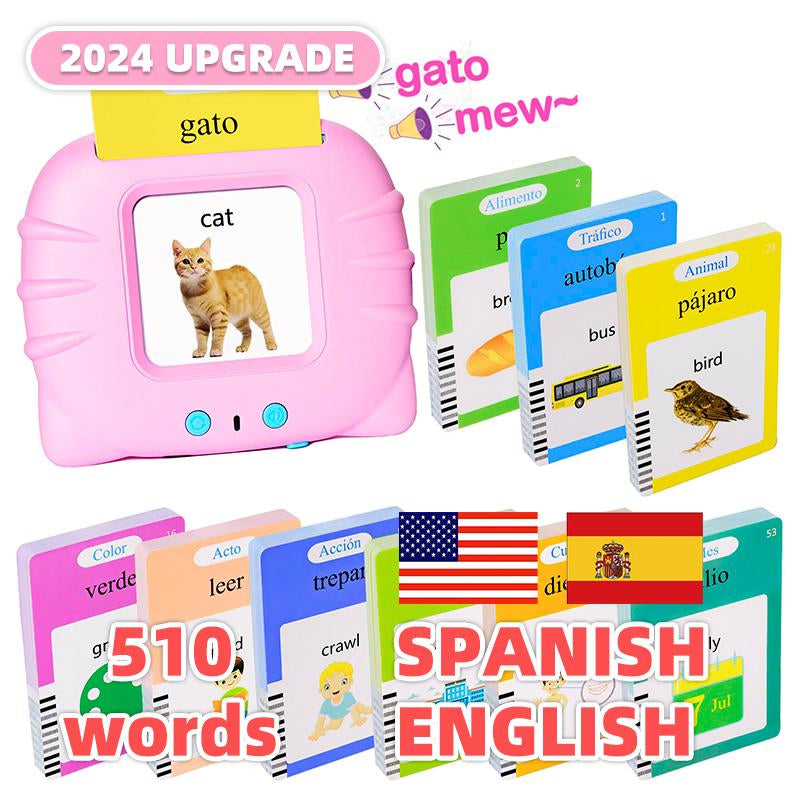 2024 Popular Top-Selling Bilingual English & Spanish Flash Cards for Toddlers, Audible Toys Learning Spanish for Kids Adults, Speech Therapy Toys, Educational Learning Talking Flash Cards 510 Sight Words, Study Card,Memory Card,Early Learning,Best Gift