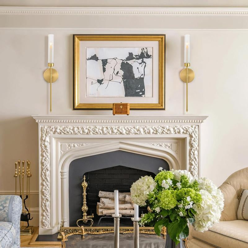 Gold Wall Candle Holder Long Wall Candle Sconces Set of 2 Large Wall Candle Sconce Rustic Home Wall Decoration for Living Room,Dining Room,Bedroom,Fireplace