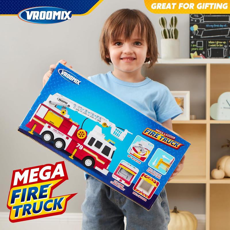 2025 Toys for Kids Extra Large Fire Truck Toys with 33-Inch Ladder Lights, Sirens, and Realistic Features Perfect for Boys & Girls Birthday Gifts for Kids Kids Outdoor Play Tiktokshopbacktoschool