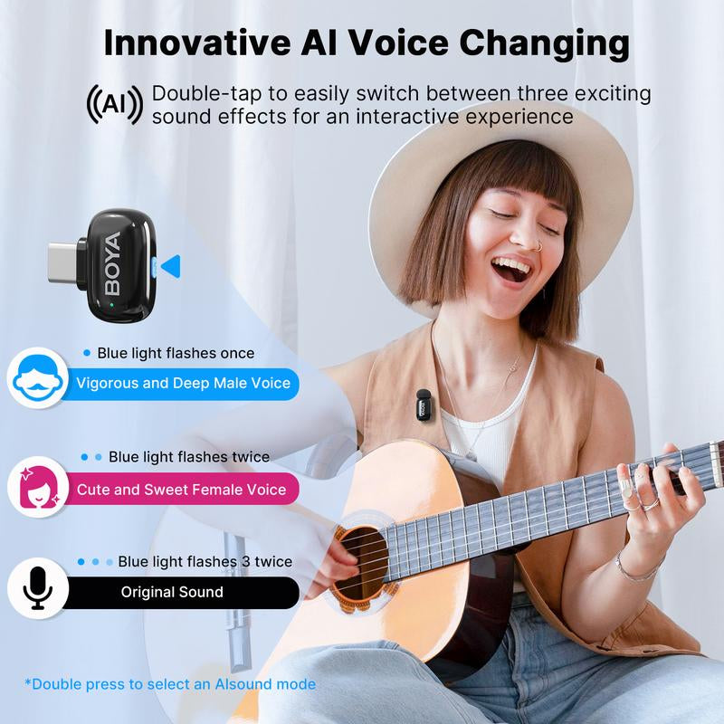 Boya Wireless Mini Lapel Microphone - Compact Noise-Cancelling Mic for Vlogging and Mobile Use