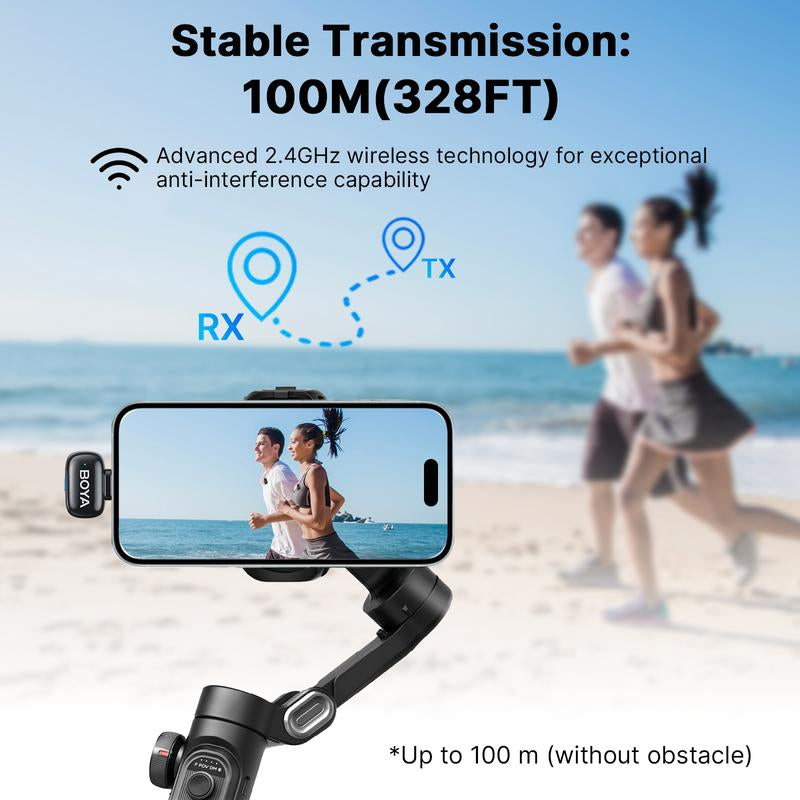 Boya Wireless Mini Lapel Microphone - Compact Noise-Cancelling Mic for Vlogging and Mobile Use