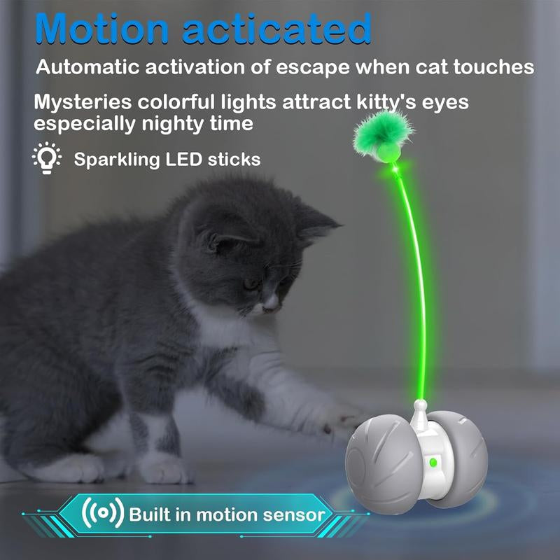 Interactive Cat Toys for Indoor Cats, Motion Activated Cat Toys, Automatic with Extra Longfeather Wand,Usb Rechargeable Durable Inflatable Interactive Cat Toys