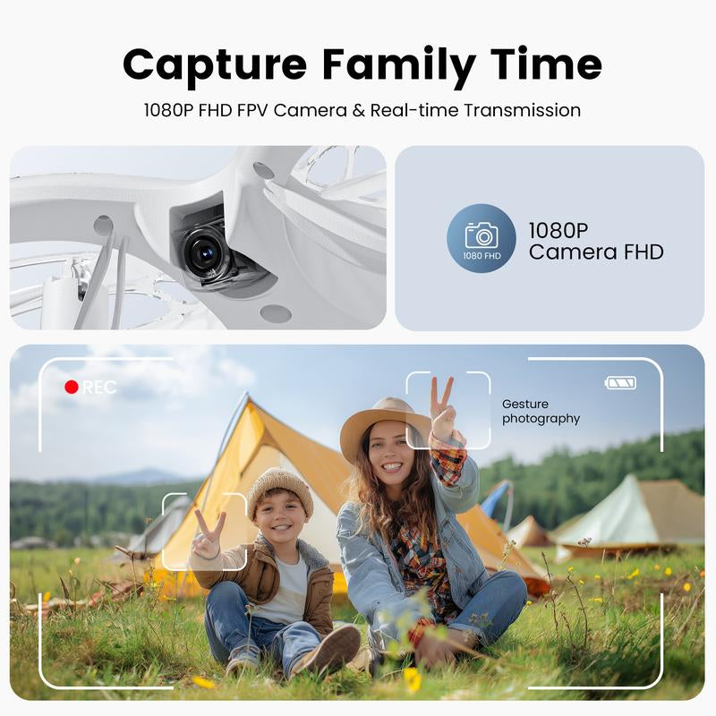 Ameta RC Drones for Kids Beginners with 1080P HD FPV Camera, Cool Toys for Boys Girls, RC Quadcopter with Cool LED Light, Propeller Full Protect and Long Flight Time, Morpho Drone with Camera