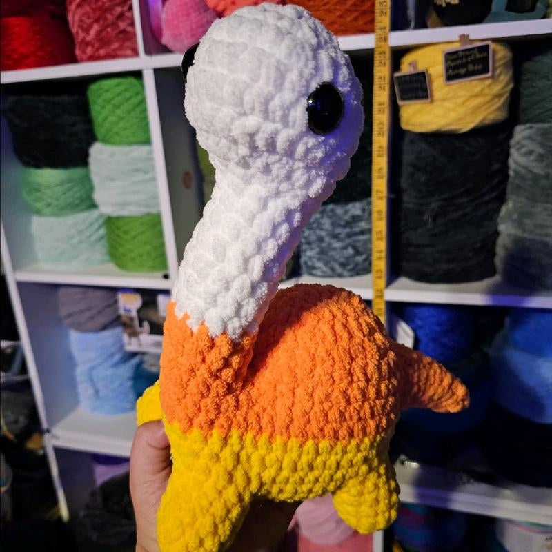 Crochet Candy Corn Bronto Plushie, Crochet Dinosaur Plushie
