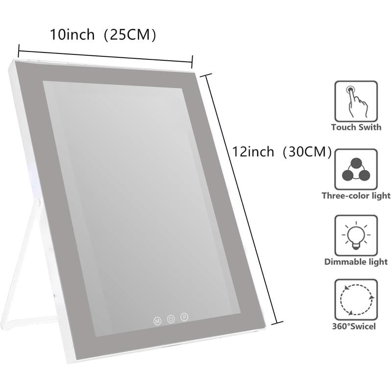 Hollywood Luminous Makeup Mirror, 10 Inches X 12 Inches, LED Three Light Source Makeup Mirror, Christmas Gift, Holiday Gift Elegant Decor