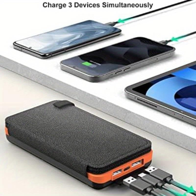 High-Capacity 20,000mAh Solar Power Bank with Foldable Solar Panels for Smartphones and Tablets