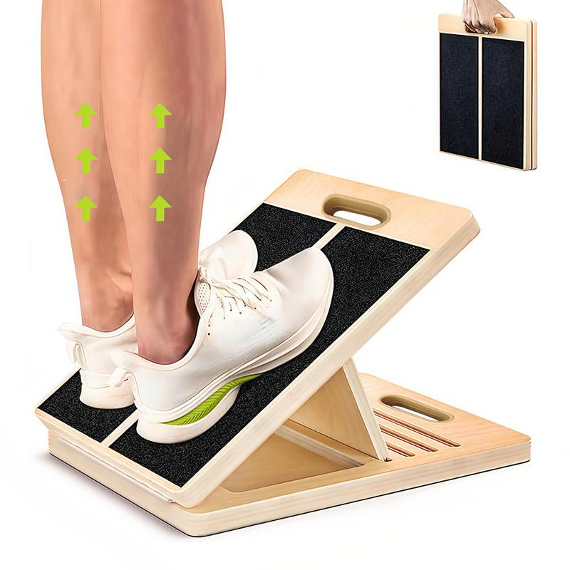 Adjustable Slant Board for Stretching & Physical Therapy – Durable Wooden Calf Stretcher with an Included Exercise Guide. Supports up to 300 Lbs—Perfect for Achilles Tendon Relief, Squats, and Leg Workouts. Portable and Versatile for Home or Gym Use.